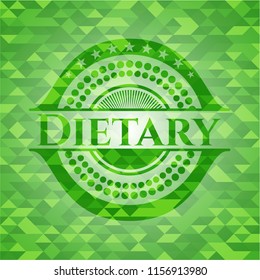 Dietary green emblem with mosaic ecological style background