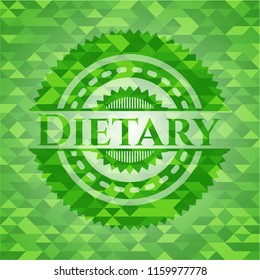 Dietary green emblem with triangle mosaic background