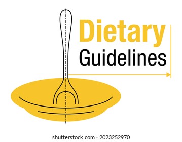 Dietary Guidelines - Advices On What To Eat And Drink To Meet Nutrient Needs, Promote Health And Prevent Disease. Isolated Vector Message