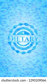 Dietary light blue emblem with mosaic background