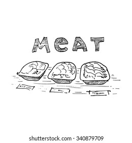 Dietary meat. Vector illustration isolated on white background