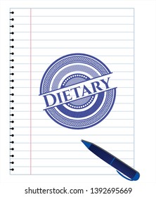 Dietary with pen strokes. Blue ink. Vector Illustration. Detailed.