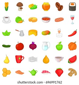 Dietary product icons set. Cartoon style of 36 dietary product vector icons for web isolated on white background