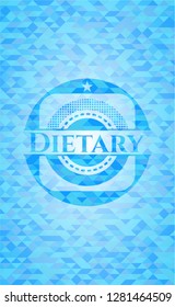Dietary realistic light blue emblem. Mosaic background