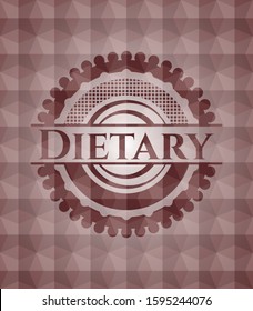 Dietary red emblem with geometric pattern background. Seamless.