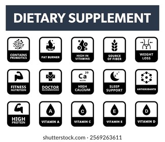 Dietary Supplement  - vector labels collection for packaging.