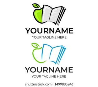 Dietetic consulting, apple and notebook for writing, logo design. Nutrition, organic food, dieting and weight loss diet, vector design and illustration