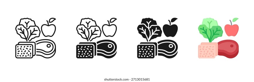 Icono de la dietética, sistema multi del icono de los estilos