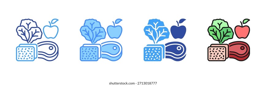 Icono de la dietética, sistema multi del icono de los estilos