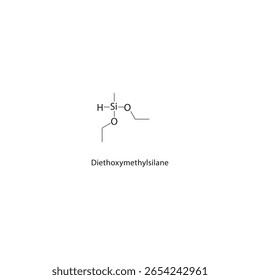 Diethoxymethylsilane skeletal structure. alkoxysilane compound schematic illustration. Simple diagram, chemical formula.
