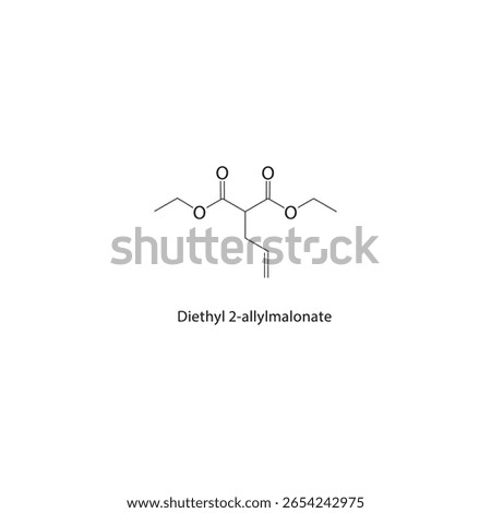 Diethyl 2-allylmalonate skeletal structure. allyl malonate compound schematic illustration. Simple diagram, chemical formula.
