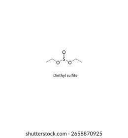 Estrutura esquelética de sulfito de dietilo Ilustração esquemática do composto de ésteres sulfitos. Diagrama simples, fórmula química.