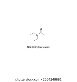 Diethylcyanamide skeletal structure. Cyanamide derivative compound schematic illustration. Simple diagram, chemical formula.