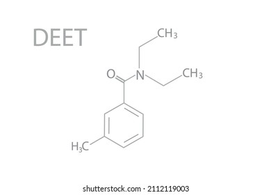 Diethyltoluamide (DEET), N-Diethyl-meta-toluamide C12H17NO molecule. Skeletal formula. 