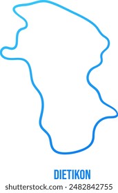 Dietikon, Zürich canton district simplified map with soft blue gradient line