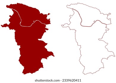 Dietikon District (Switzerland, Swiss Confederation, Canton of Zürich or Zurich) map vector illustration, scribble sketch Bezirk Dietikon map