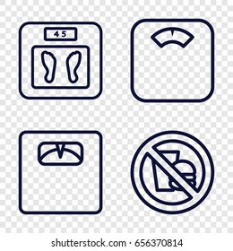 Dieting icons set. set of 4 dieting outline icons such as floor scales