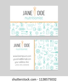  Dietitian Or Nutritionist Business Card Template In Modern Thin Line Design 