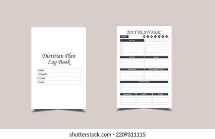 dietitian plan log book KDP Interior design. Printable logbook