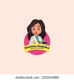 Dietitian radhika here to fix your diet vector mascot logo template.