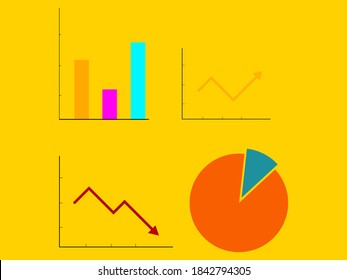 Diferentes tipos de gráficos sobre un fondo amarillo