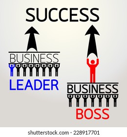 difference between boss and leader : business concept vector