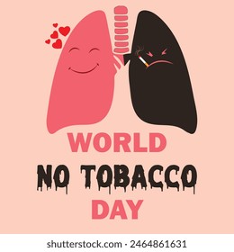 difference between smoking lungs and non smoking lungs, World no tobacco day, toxic effects of smokers, Illustration of lungs in vector form.