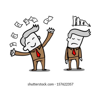 Difference of business man - Happy and Sad