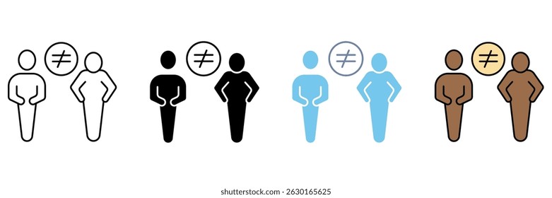 difference concept line icon. Simple element illustration.