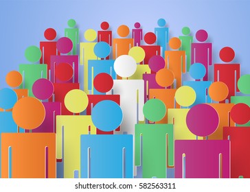  Difference concept , Uniqueness and individuality, paper art style