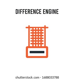 Difference engine vector icon on white background. Red and black colored Difference engine icon. Simple element illustration sign symbol EPS