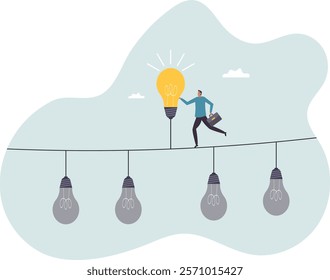 Difference idea innovation, discover opportunity to success, creativity or passion to improve career, wisdom or smart discovery.business concept.flat character.