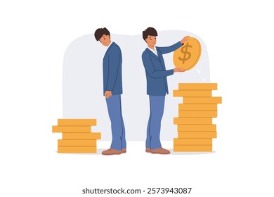 Difference in income between two business men who have accumulated different capital. Difference in income negatively affects mood of person who received less money and suffers from injustice