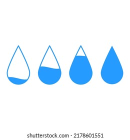 Difference level of water.Water percentage.Water balance.Vector flat illustration.