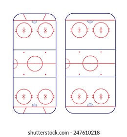 the difference in the markup of the ice hockey rink 