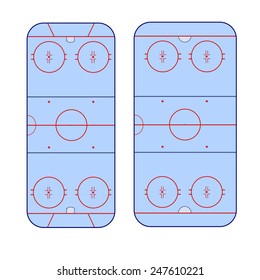 the difference in the markup of the ice hockey rink 