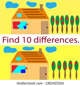 Difference pictures of house for kids lessons.