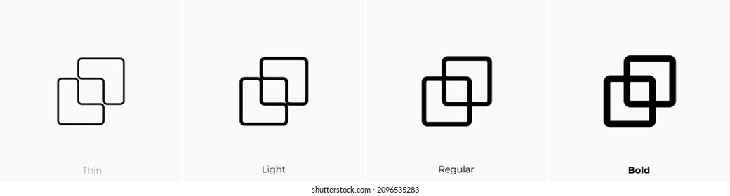 difference set icon. Thin, Light Regular And Bold style design isolated on white background