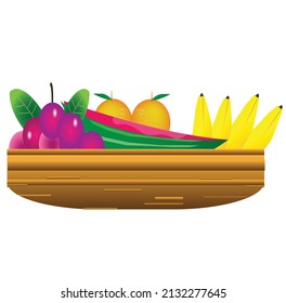 difference type of fruits in a basket.
