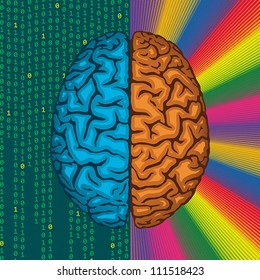 Differences between right and left cerebral hemispheres. EPS 8, CMYK