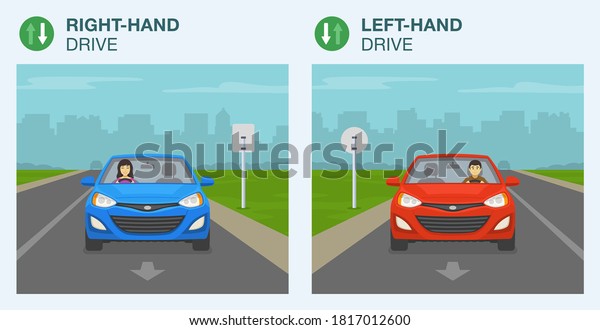 Differences Between Righthand Drive Lefthand Drive เวกเตอร์สต็อก ปลอดค่าลิขสิทธิ์ 1817012600