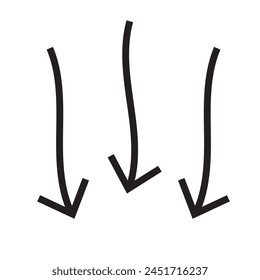 Diferentes 3 iconos de flechas negras, conjunto de Vector. Elementos Abstractas para infografía de negocios.  Ilustraciones de Web o poligrafía Diseño. Elementos de diseño de Ilustración vectorial.