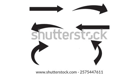 different abstract arrow air app application set package. Black forward back right left flat arrows icons sign symbol art design. isolated on white background. breeze concepts cycle cooling. 