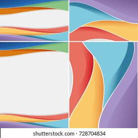 Unterschiedlicher abstrakter Hintergrund mit bunten, gewölbten Linien-Illustrationen