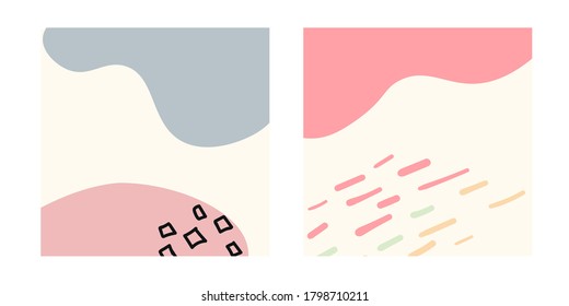 Unterschiedliche abstrakte Hintergründe. Handgezeichnet verschiedene Formen und doodle Objekte. Moderne, moderne, trendige Vektorgrafiken. Visuelles Design für Ihre sozialen Netzwerke, persönlicher Blog, Shop.