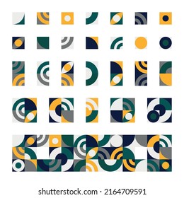Different abstract Bauhaus elements, modern geometric shapes in a minimalist style on a white background - Vector illustration