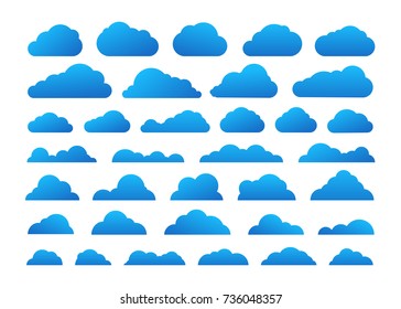 Different abstract cartoon clous vector collection. Cloud technology symbols