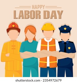 Different abstract characters with different jobs Labor day Vector