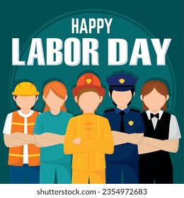 Different abstract characters with different jobs Labor day Vector