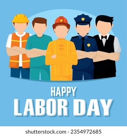 Different abstract characters with different jobs Labor day Vector